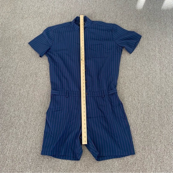 RomperJack Men's Sz Xxl Dark Blue Pink Stretch Poly Short Sleeve Shorts Romper - Picture 4 of 8